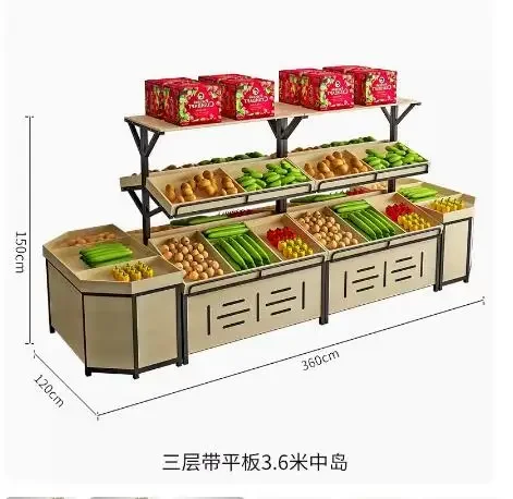 Fruit shelf display rackframe storage rack steel wood fresh vegetables supermarket fruit store shelves