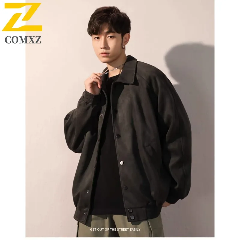 

2025 New Jacket Hunting American Retro Lapel Street Jacket Men's Spring Outdoor Fly Fishing Trendy Solid Color Trench Coat