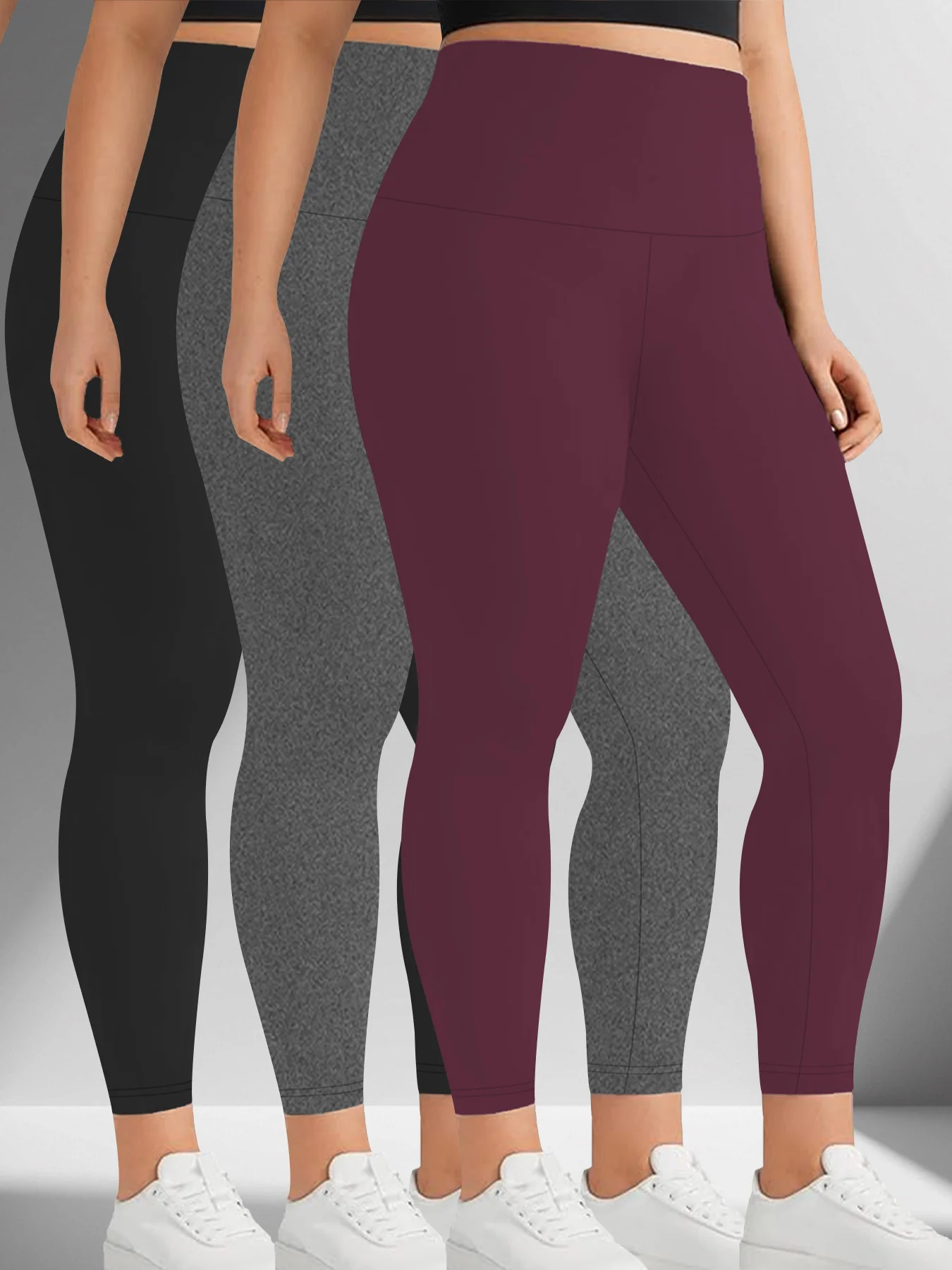 Paquete de 3 Leggings Extra Suaves para Mujer Talla Grande, Cintura Alta, Control de Abdomen, para Ejercicio, Yoga, Correr, Deportivas, Push Up, Gimnasio