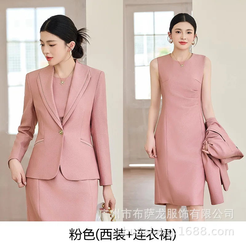 Costume rose pour femmes, vêtements de cérémonie professionnels, pour Salon de beauté, réception, vêtements de travail, veste, nouvelle collection 2025