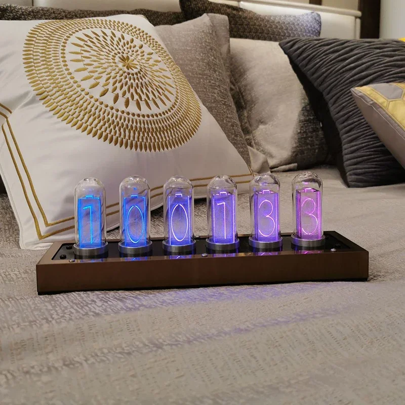 Digital Led Clock Retro Glow Tube Clocks Tabletop Vacuum Tube Watch Metal Silent Lamp Watches Decoration and Table Accessories