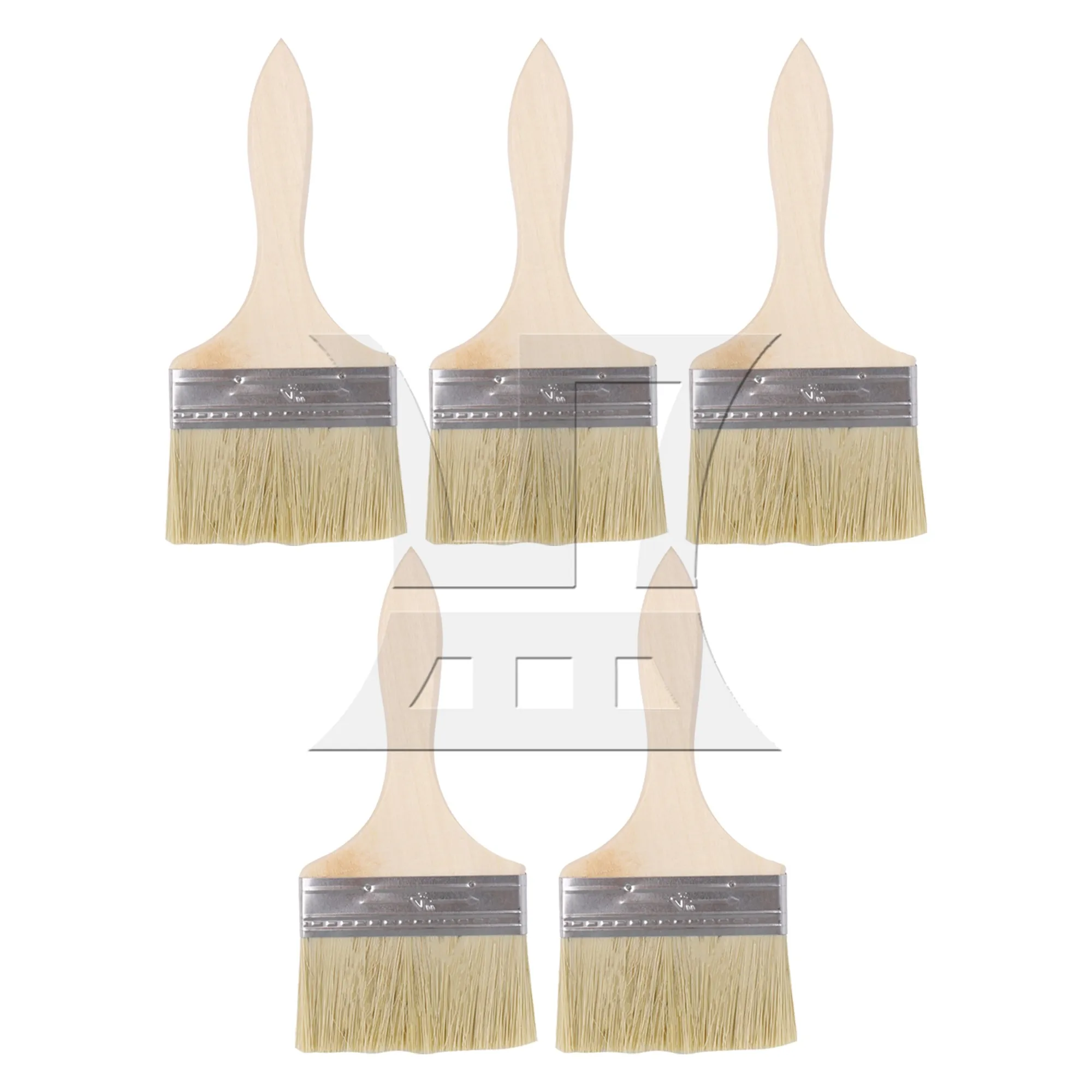 5 Pieces Bristle Paint Brush with Wooden Handle for Home Furniture 4 Inch Set