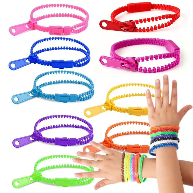 Fidget Zipper Bracelets Kids Sensory Toys Anxiety ADHD Calming Down Stress Relax Classroom Travel Students Prizes Party Favors