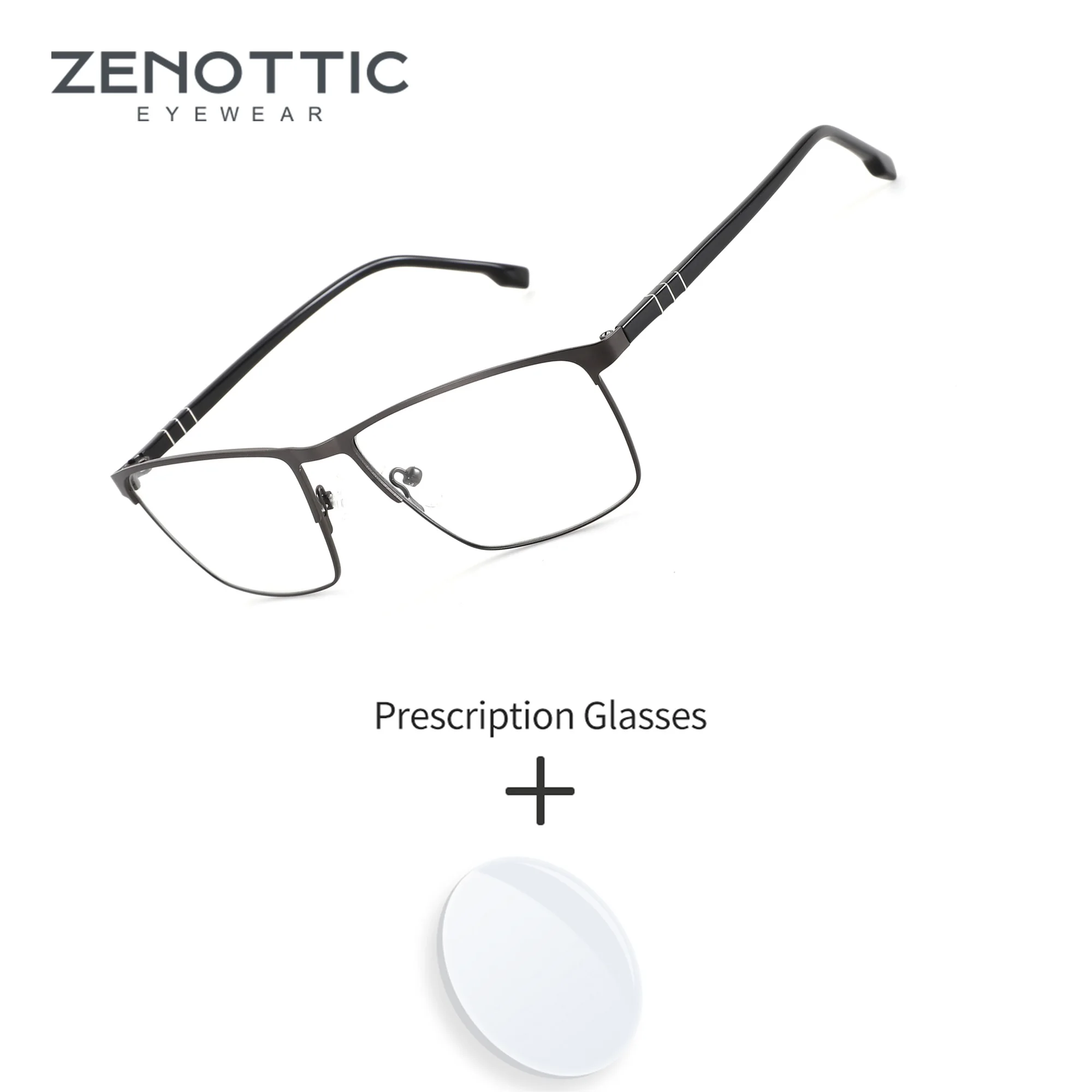 ZENOTTIC S Size Rectangle Metal For Men Prescription Eyewear Progressive Blue Light Blocking Business Eyeglasses