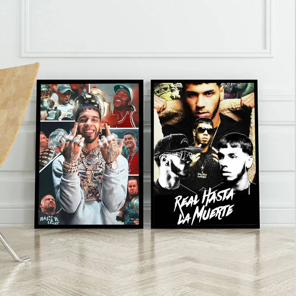 1 szt. Plakat z listą utworów Anuel AA Real Hasta La Muerte, wysokiej jakości druk, wodoodporny, naklejka ścienna do baru, salonu, dekoracja, prezent