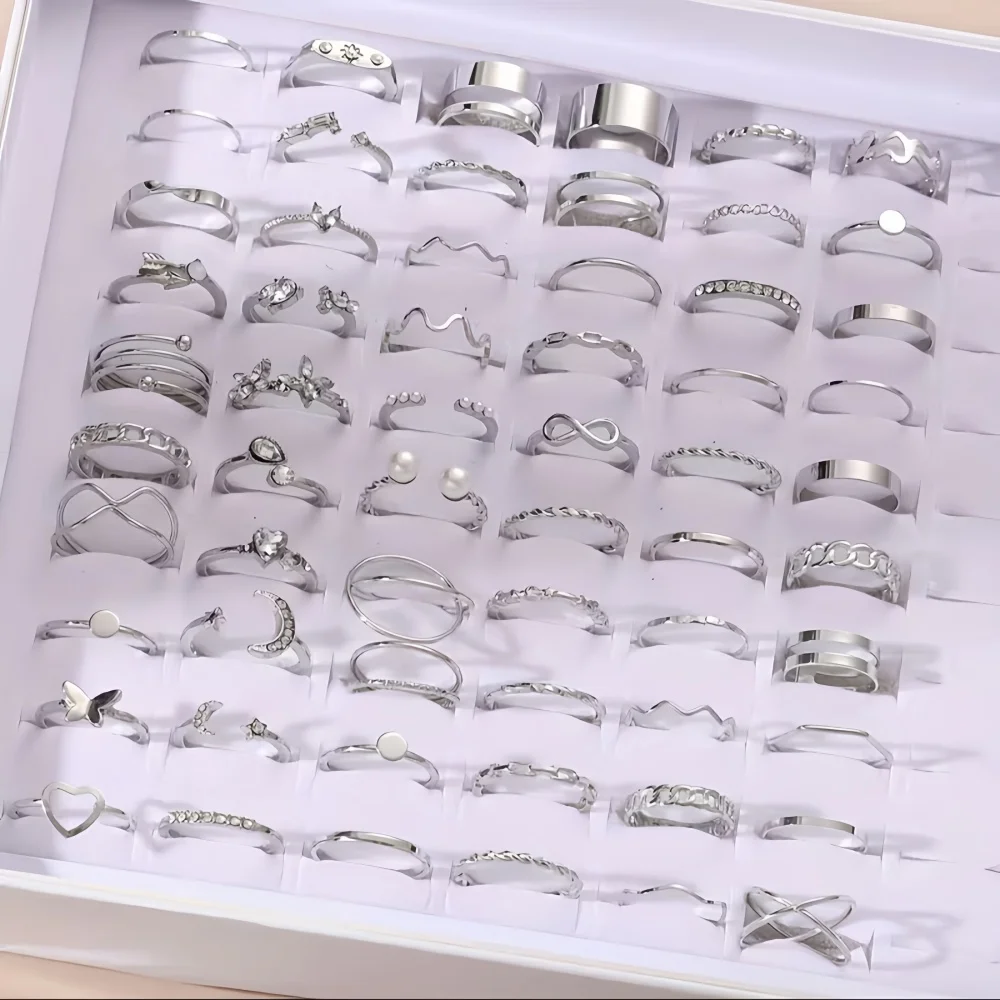 22Pcs/Lot Random Stackable Ring Set Women Elegant Durable Fashion High-End Geometric Spiral Hollow Out As A Gift For Her Jewelry view 5