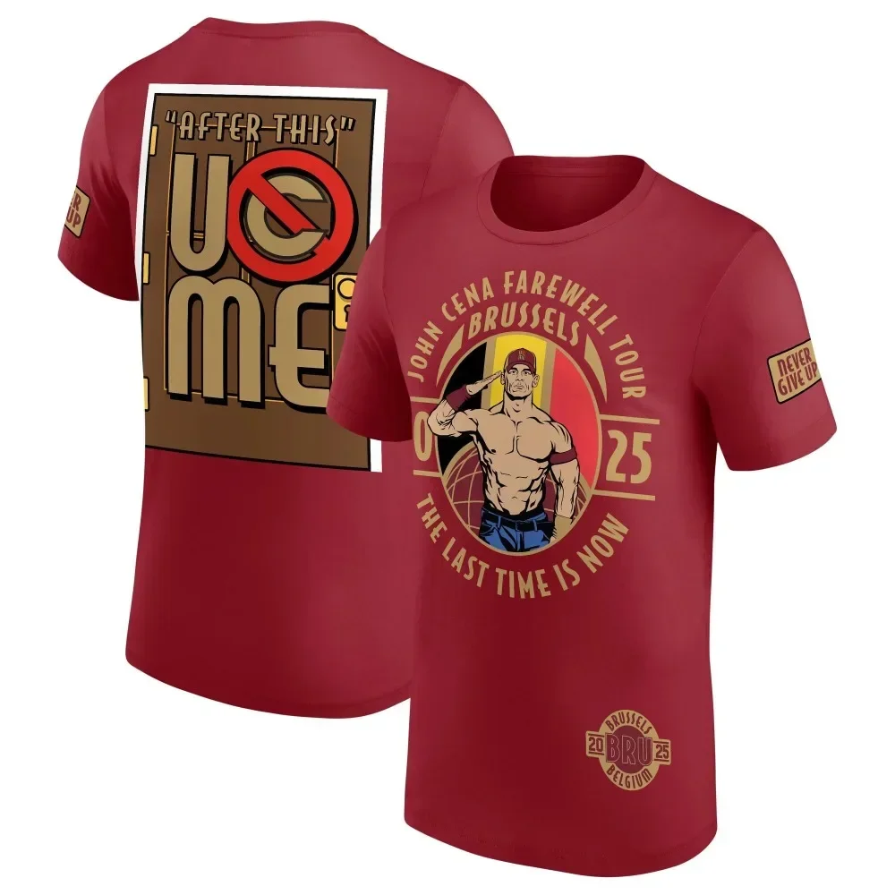 Camiseta azul marino John Cena ropa masculina del Tour de Glasgow 2025، manga corta de verano grande para deportes al aire libre
