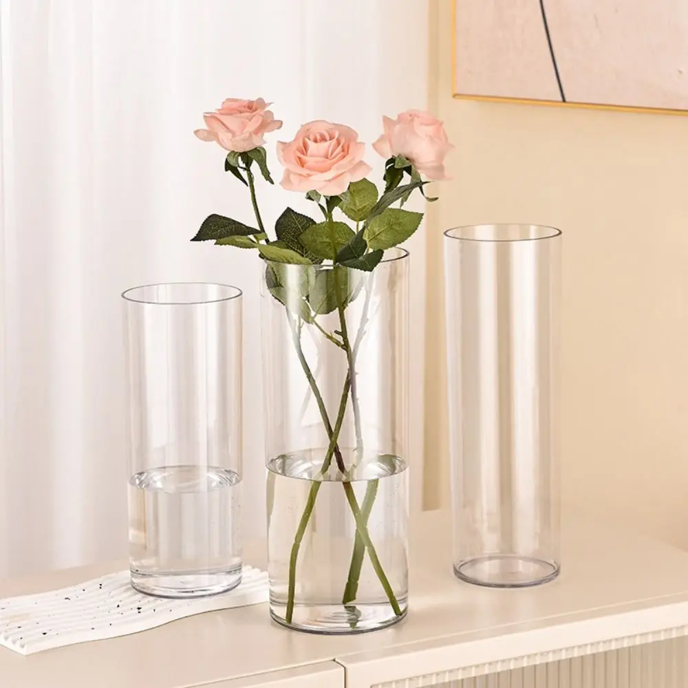 Hydroponic Plants Acrylic Cylinder Vase Shatterproof Fresh Flowers Transparent Flower Vase Durable Candles Decorative Bottles