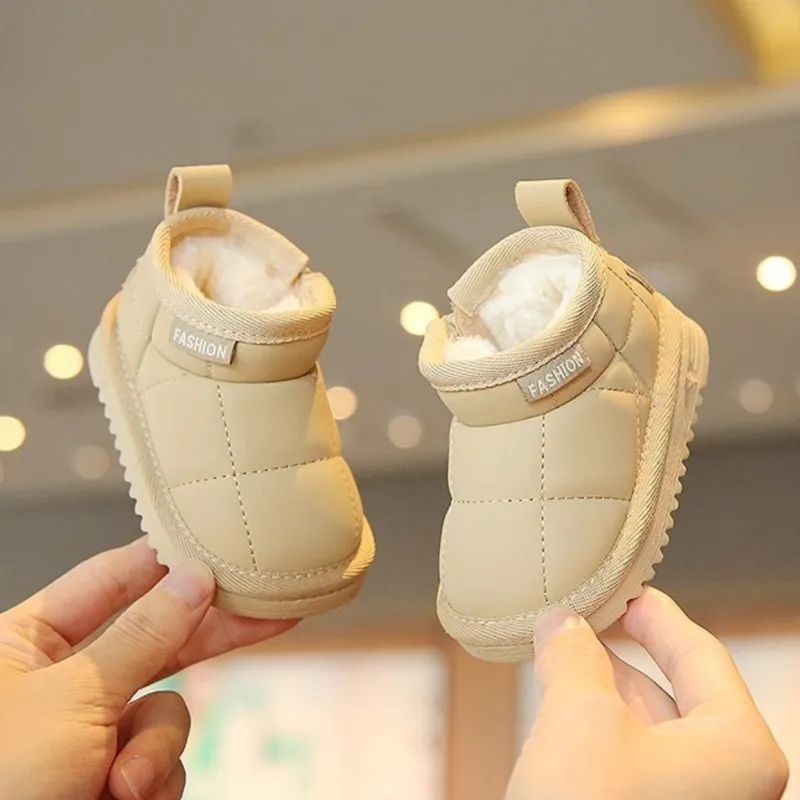 

Winter Children's Snow Boots 2024 New Fashion Baby Cotton Boots Boys Girls Plush Warm Comfort Anti Slip Soft Soled Cotton Shoes