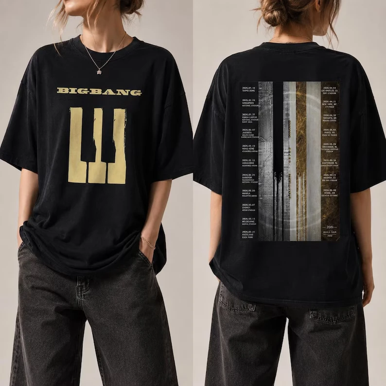 Unisex BIGBANG World Tour 2026-2027 T-Shirt Front Back City Schedule Print Kpop Concert Fans Graphic Tee Streetwear tops