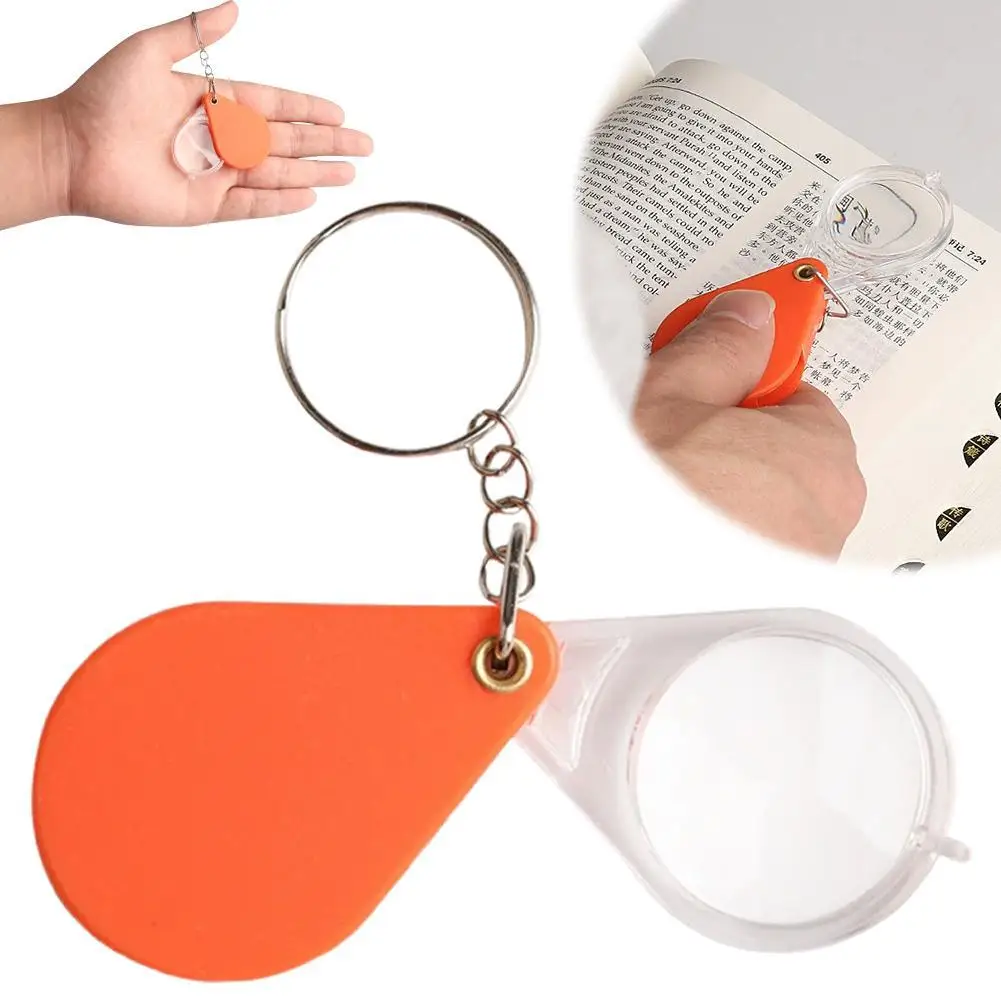 Reading Magnifier Keychain Portable Plastic Handheld High Power Reading Loupe Key Ring With Cover For Elderly
