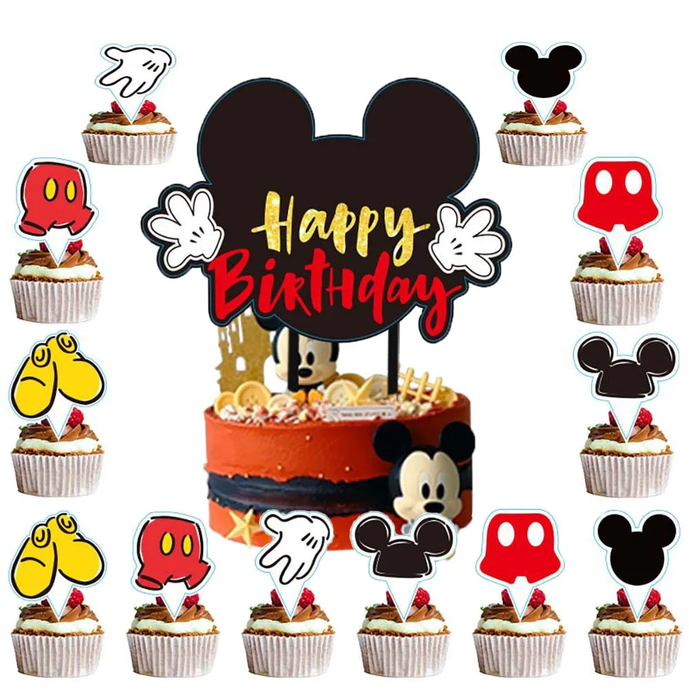 

Red Mickey Theme 1/24pcs Lot Cake Decorations Cake Topper Kids Boys Birthday Party Supplies Baby Shower Gift Cupcake Picks