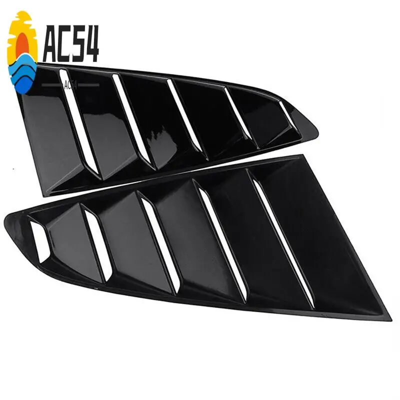 AC54-Gloss acabamento preto ventilação lateral traseira quarto janela persiana capa guarnição janela traseira grelha capa para ford mustang 2015 +