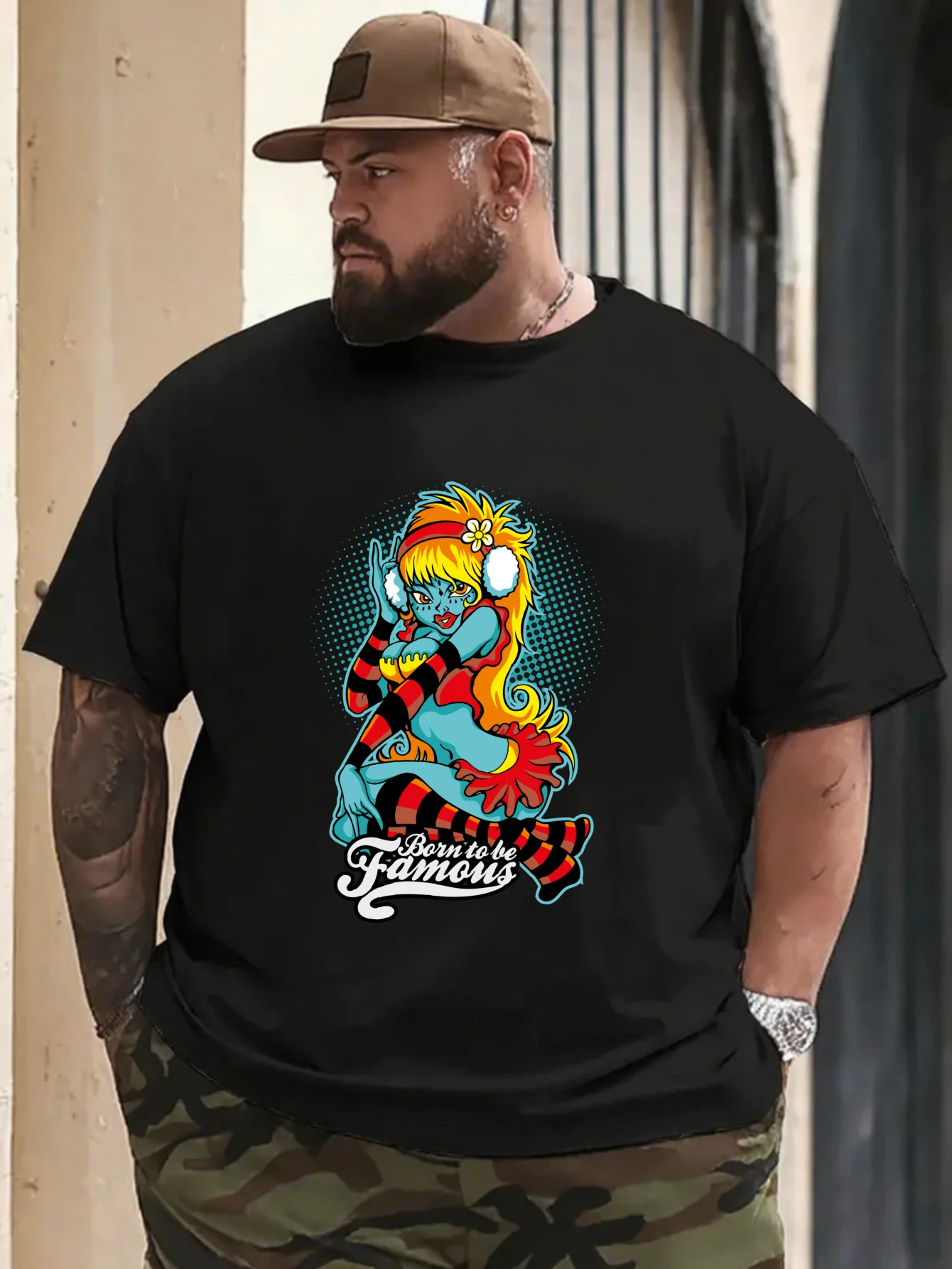 Retro Tropical Skull Graphic T-Shirt for Men, Beach Gothic Short Sleeve Tee, Casual Skull Print Tops