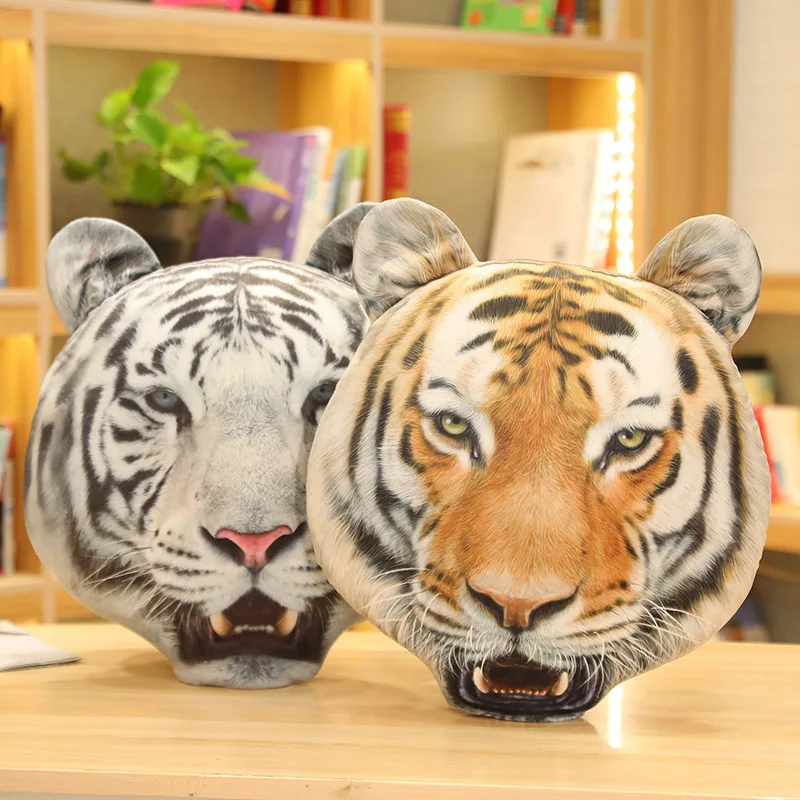 Artificial Tiger Head Plush Toys Imitation Office Sofa Back Chair Stuffed Cushion Emulational Funny Sleeping Plush Pillow