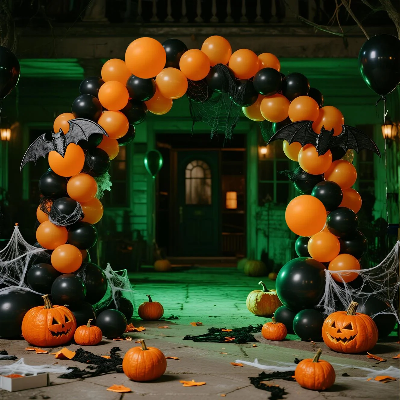 122-teiliges schwarzes und orangefarbenes Ballonbogen-Set aus reinem Latex für Festival-Party-Dekoration, Halloween-Party, Geburtstag, Veranstaltung usw