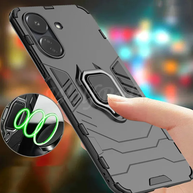 

For Poco C65 Cover Case Xiaomi Poco C65 C 65 Capas PC Back Shockproof Ring Holder Stand Magnetic Armor Case For Poco C65 Fundas