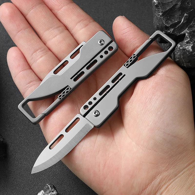 Titanium Alloy Keychain Folding Knives Sharp Pocket Knife EDC Outdoor Tools Camping Knife Key Pendant Open Delivery Tool Gift