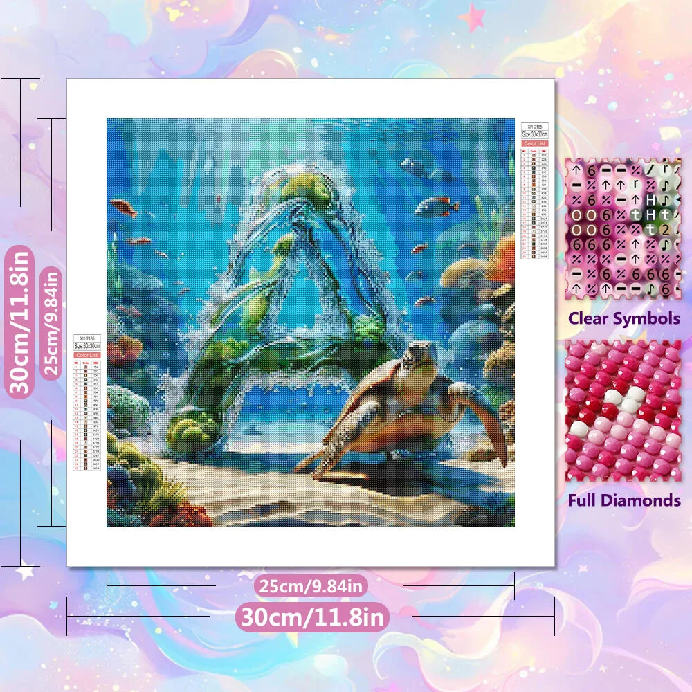 EverShine DIY 5D Diamond Painting Alphabet 26 Letters Full Square Round Drill Embroidery Turtle Sea Coral Mosaic Home Decoration