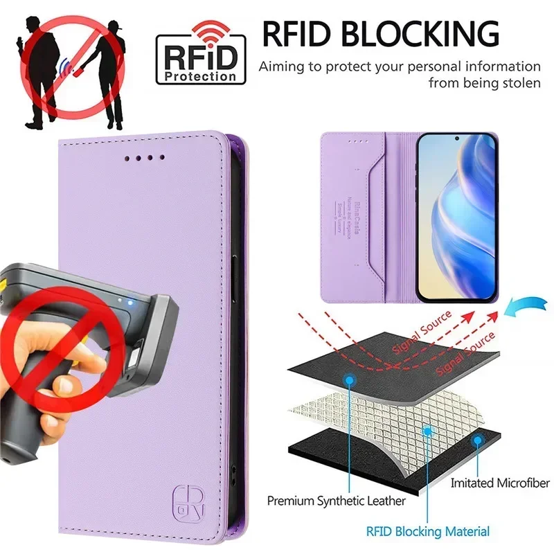 Luxury Anti-thef Wallet Flip Cover Phone Case For Motorola MOTO G Power 2025 Stylus 4G 2024 Play 2023 2022 Pure 2021 5G Cases