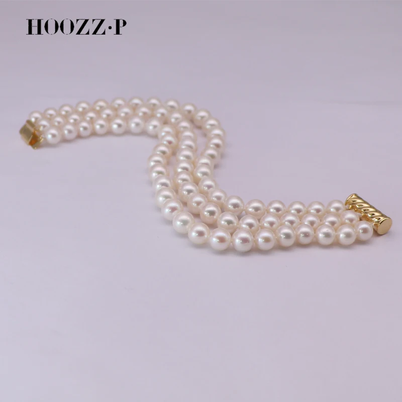 HOOZZ.P الأبيض 6-7 مللي متر AAAA جودة عالية TRP سوار المياه العذبة مثقف اللؤلؤ بالجملة هدية مجوهرات الإكسسوار