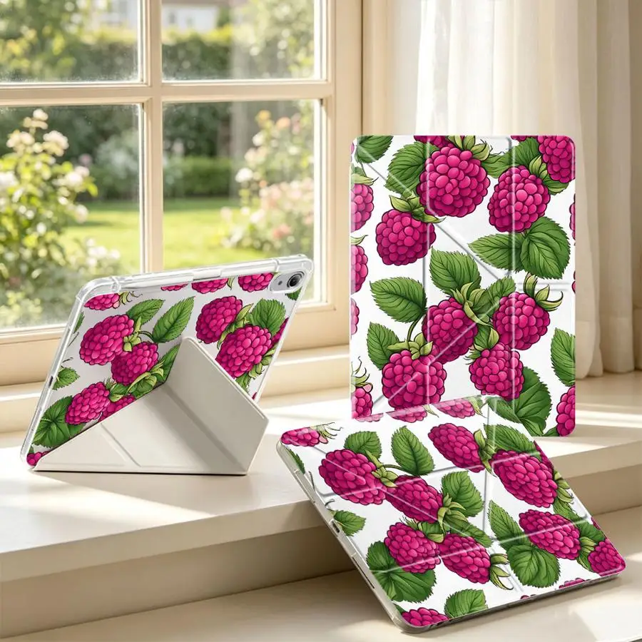 Cartoon Raspberry Tablet Case For Samsung Galaxy Tab S9 Plus A11 S8 S7 FE A8 A9 Plus S10 Lite With Pen Slot Cover