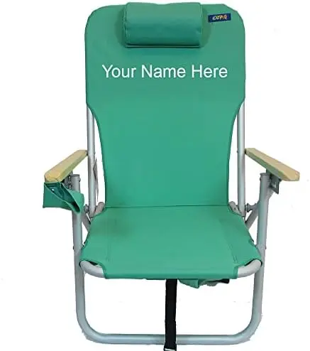 Aluminum Folding Backpack Beach Chair – 4 Position – Personalized/Imprinted - Jade Green