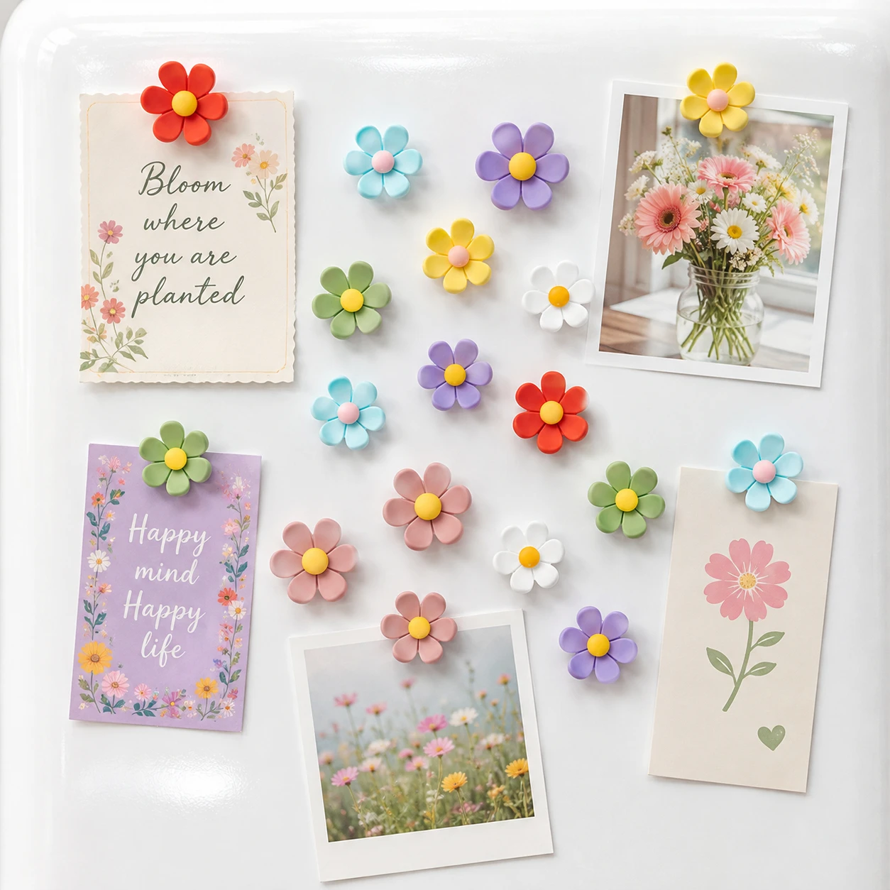 Cute Flower Fridge Magnets,Colorful Daisy Refrigerator Magnets for Kitchen Office Photo Notes Home Decor Gift Set