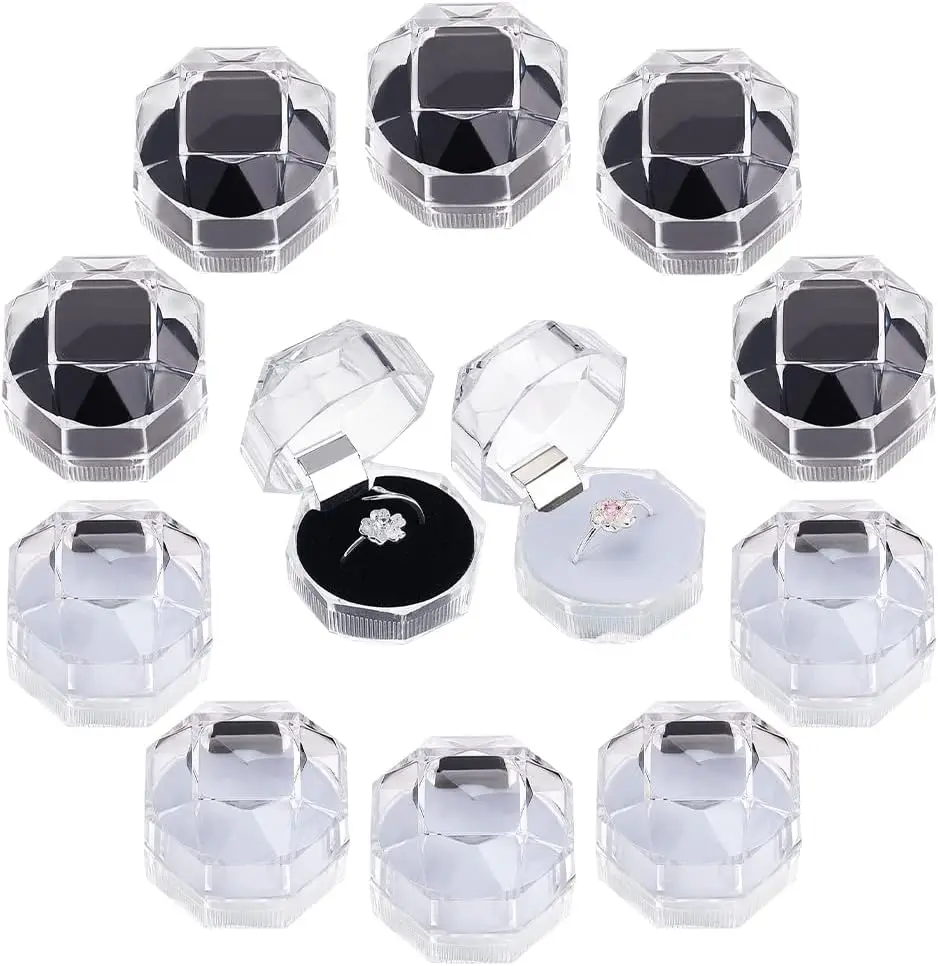 

40pcs 2colors Transparent Plastic Ring boxes Earrings Jewelry Storage boxes with for Storing Rings Jewelry Earrings Wedding