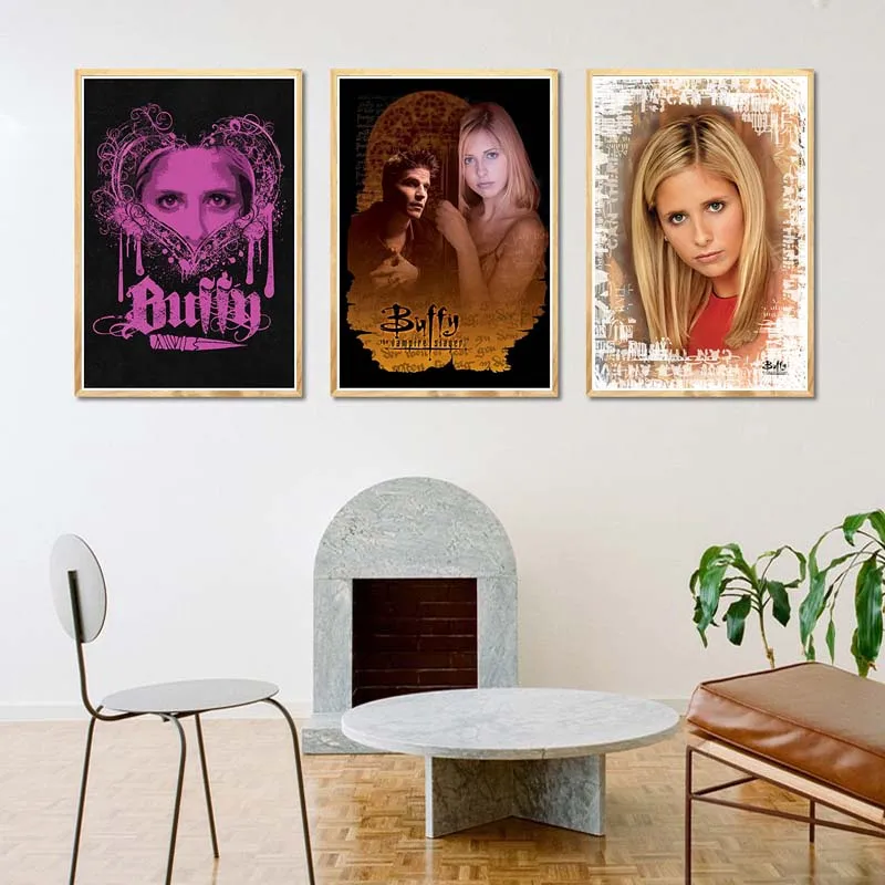 Modern Style Buffy The Vampire Slayer Poster White Paper Wall Stickers Living Room Decor Bar Home Art Decoration Painting Mural