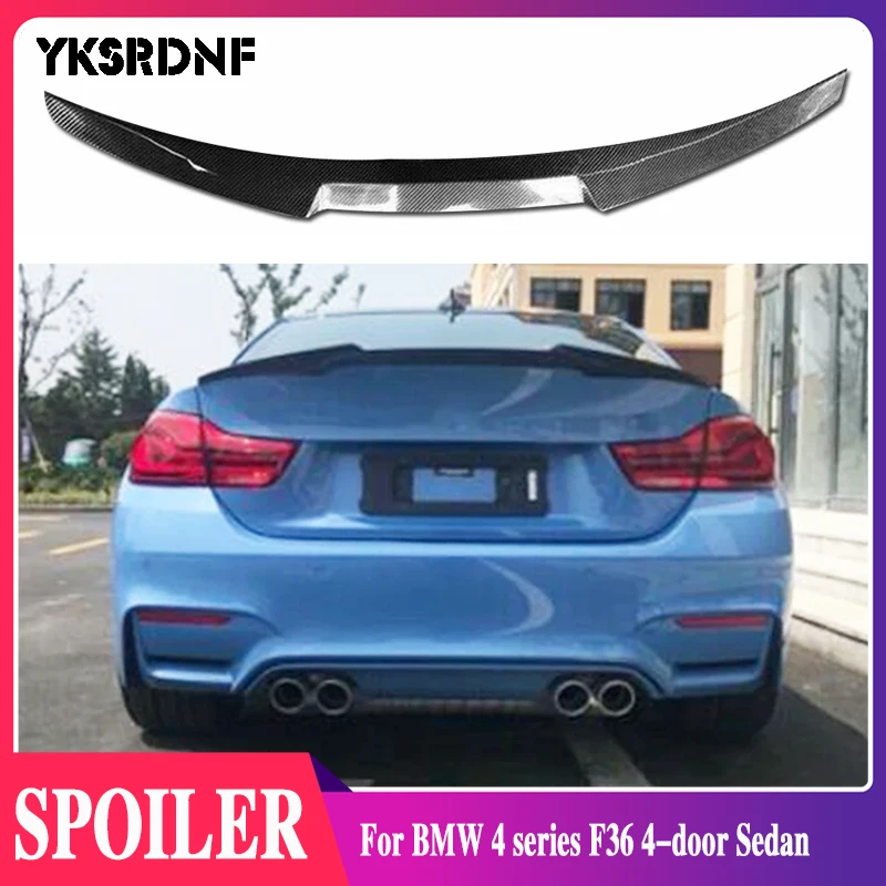 For BMW F36 Spoiler Carbon Fiber And black 4 Series 4 Door Gran Coupe F36 M4 style Spoiler 2014- UP 420i 420d 428i 435i