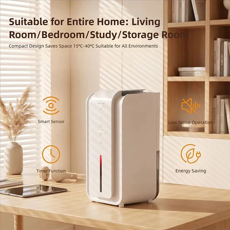 1500ml Smart Dehumidifier, Smart Timed Air Dehumidification, Moisture-Proof Function Suitable for Bedroom and Office