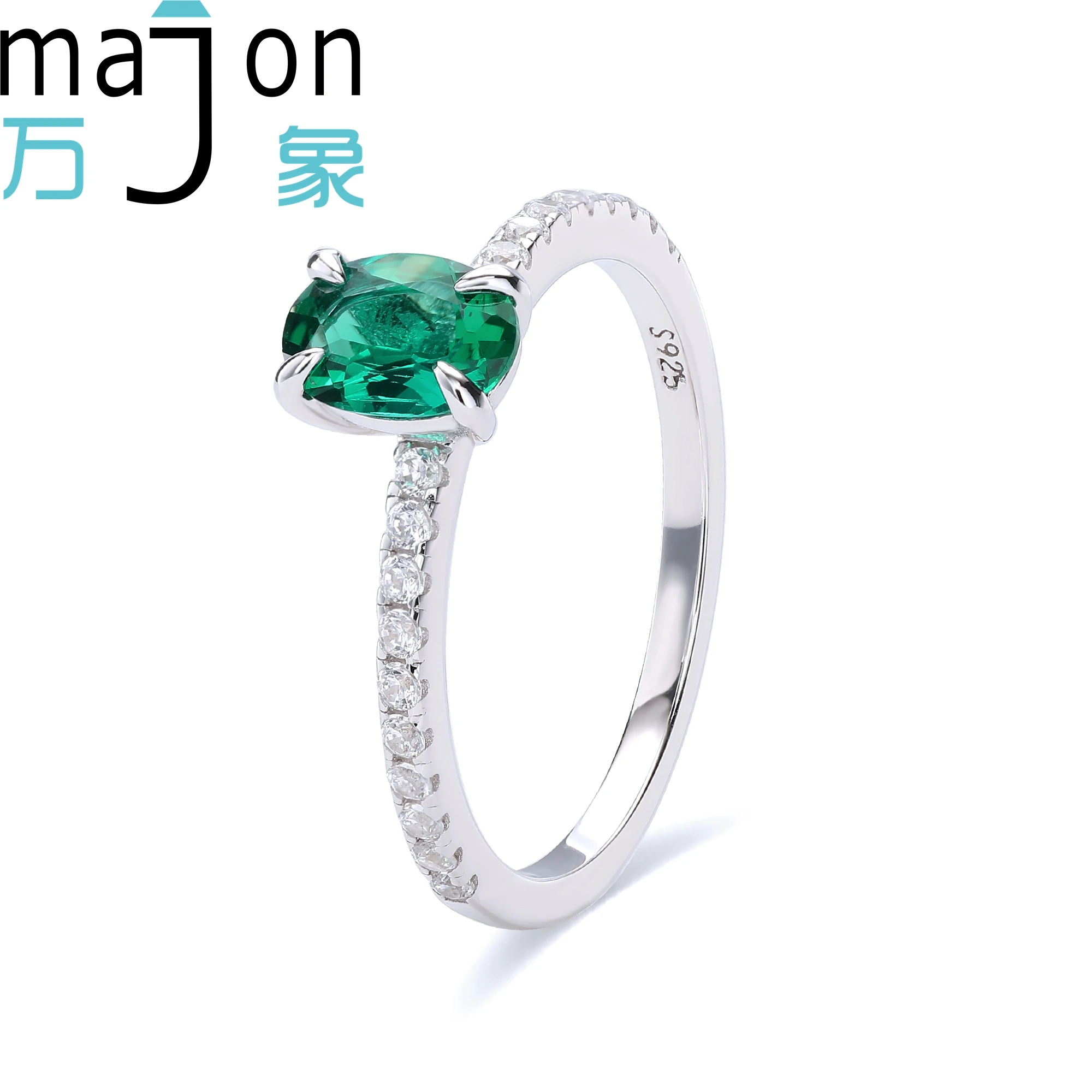 women's-minimalist-claw-setting-lab-diamond-zambian-emerald-egg-shaped-5-7mm-069ct-silver-plated-daily-wear-jewelry