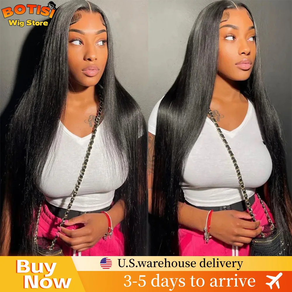 ボティシ-40インチ-ストレートhdレースフロントウィッグ-13x6-13x4-レースフロント-ボーンストレート人毛ウィッグ-ナチュラルブラックウィッグ-人毛