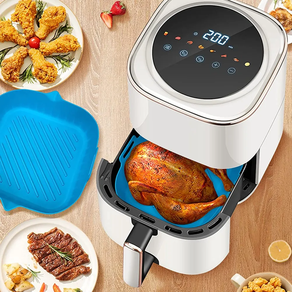 2 szt. Duża frytownica silikonowa wkładka garnek wielokrotnego użytku kosz do frytownicy powietrznej ciepło nieprzywierające wkładki do frytownicy maty miska