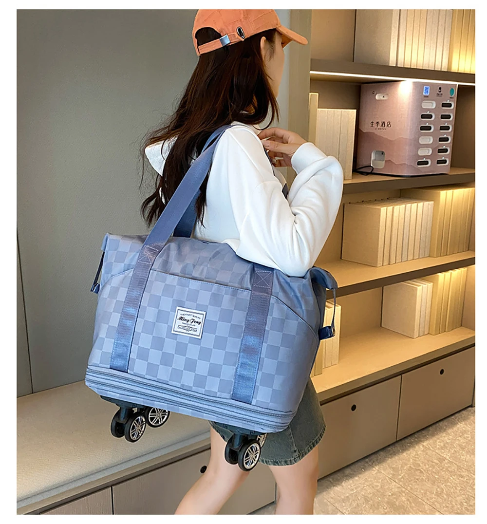 Large Capacity Travel Bags Dry Wet Separation Expansion Double Layer Luggage Totes Women Heavy-duty Portable Travel Bag