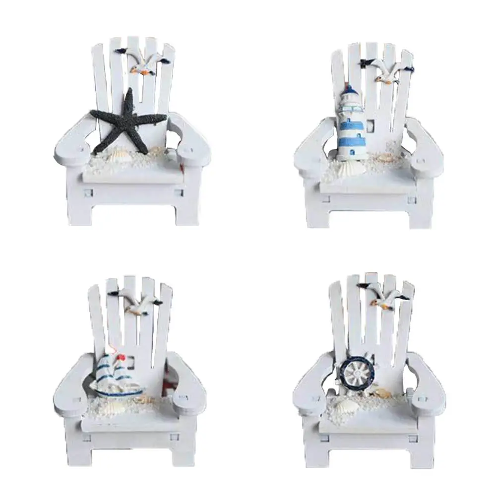 4 Pcs Beach Chair Decor Handmade Home Article Star Lighthouse Sailboat Rudder Wooden Bedroom Photo Toy Furniture Simulation