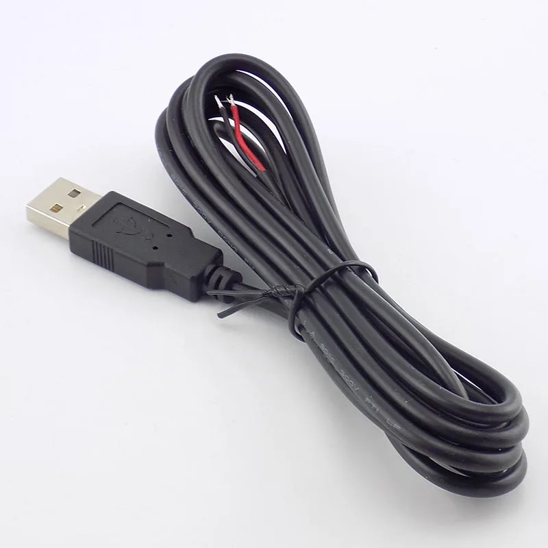 0.3/1/2M DC 5V USB 2.0 Type A Male 2 Pin Cable Power Supply Adapter Charge for Smart Devices DIY Connector Wire D6