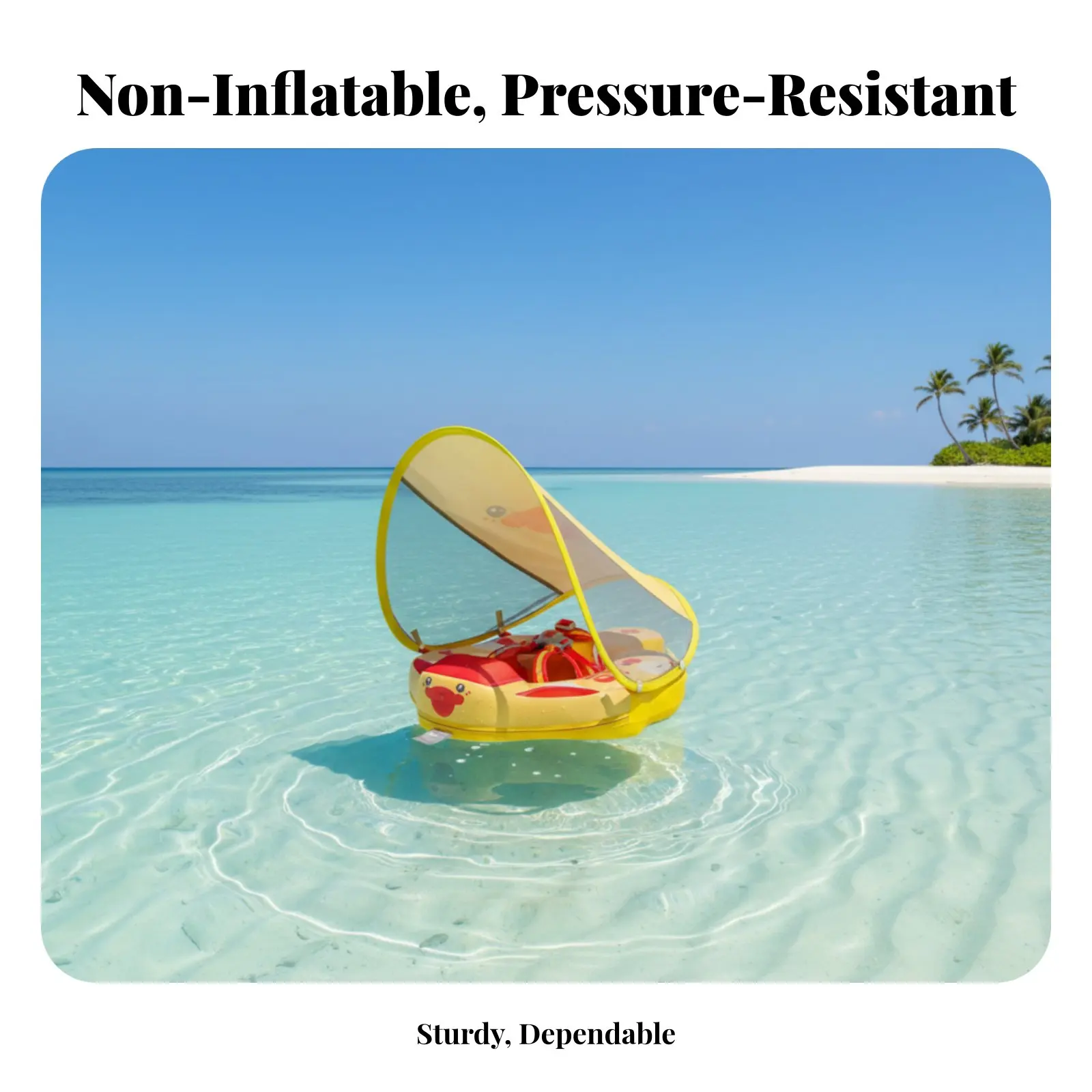 

Ненадувное плавательное устройство для малышей, пятиточечная система безопасности, регулируемые ремни, съемный чехол, мультяшные животные, разноцветное.