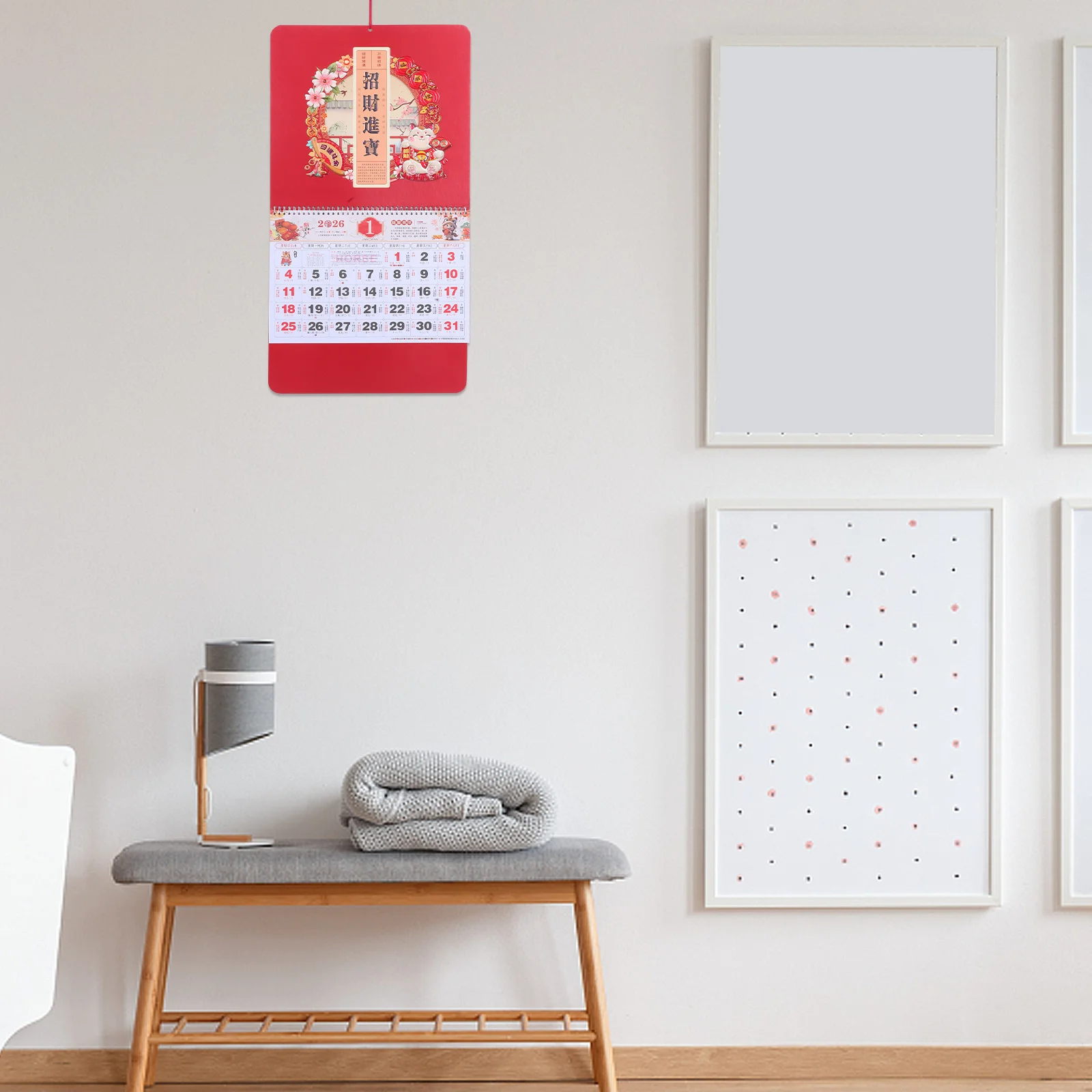 

Calendar Chinese Scroll Wall Lunar 2026 New Year Metal Hanging Calendars Office