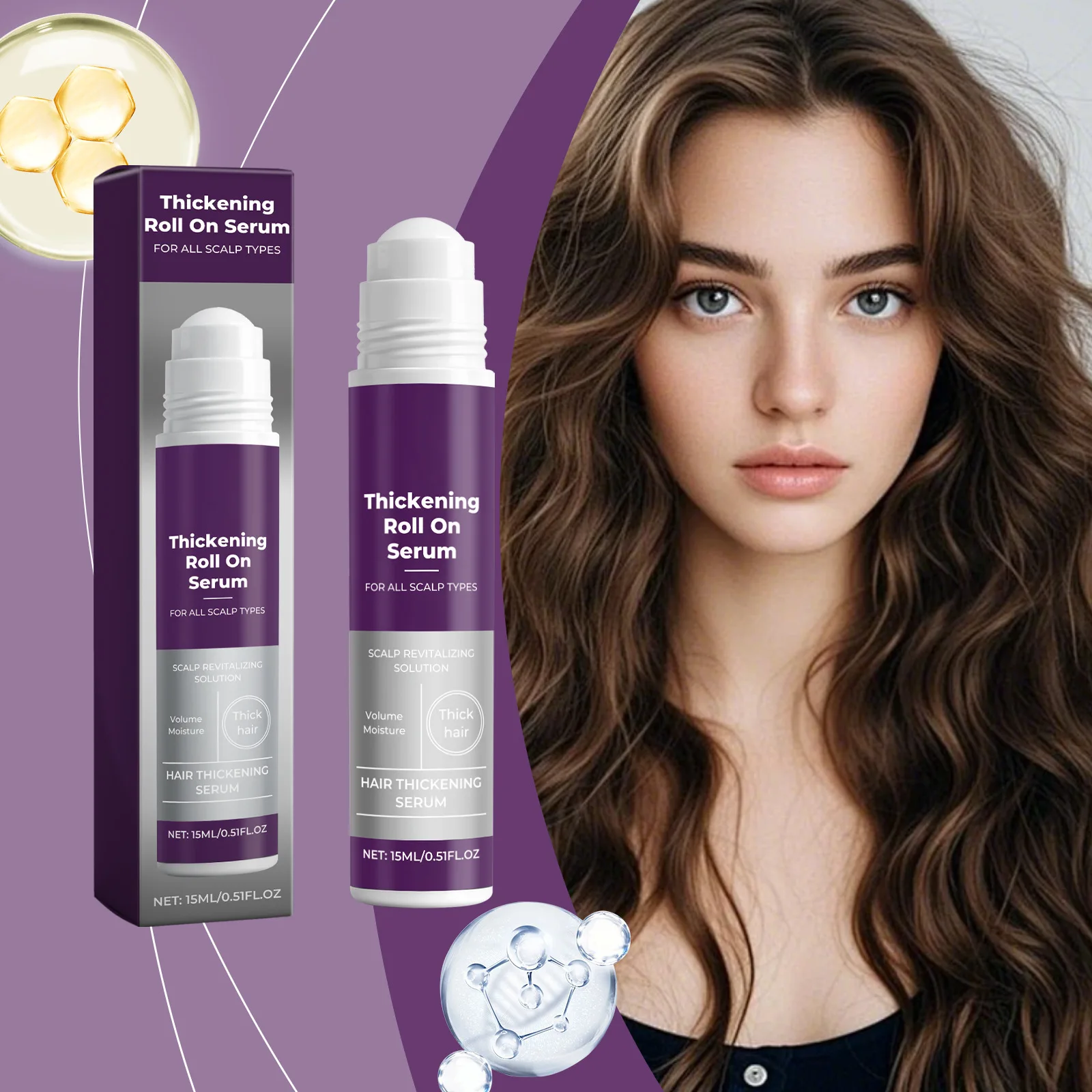 

Ginger Root Thickening Hair Roll on Serum Promote Growth Nourish Scalp Activate Hair Follicle Gentle Sooth Massage Hair Essence