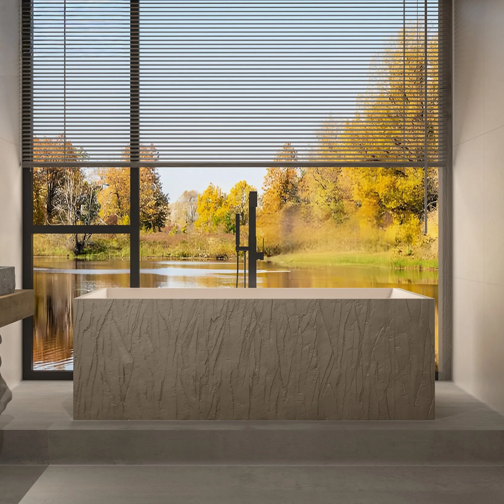 Angemusi Freestanding Natural Rock Texture Bathtub 1640X800X550mm One Piece Molding Eco Friendly Antibacterial Non Yellowing Ski