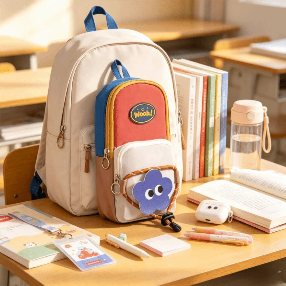Large Capacity Pencil Case Simple Design Color-Blocked Pen Bag High Appearance Level Cute Stationery Bag Girls
