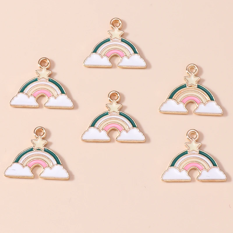 20 Stück 18x15mm Niedliche Emaille-Stern-Regenbogen-Anhänger für die Herstellung von Ohrringen, Halsketten, Armbändern, DIY-Bastelarbeiten und Schmuckzubehör – Detail 5