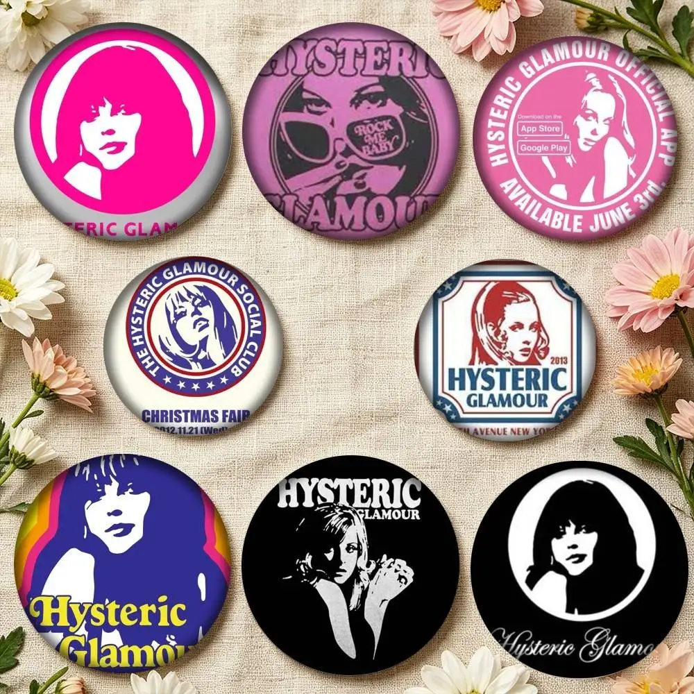 H-HystericS Glamour BRAND Creative 25 32 44 58 75mm Badges Personalized Round Brooches Pins Accessory Gift