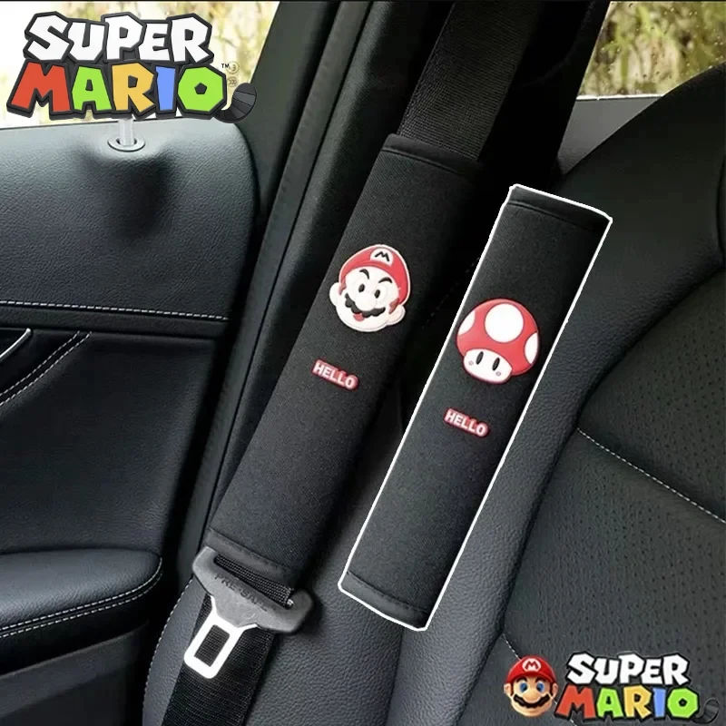 

Super Mario Car Seat Belt Shoulder Pads Anime Cartoon Characters Printed Cute Decorations Interior Auto Accessories Men Gift