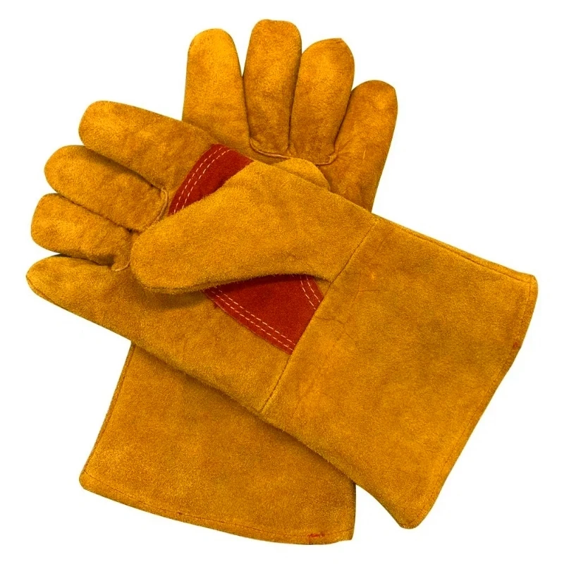 Leather Safety Work Gloves Long Sleeve Heat Resistant Fireproof Leather Forge Welding Gloves for Men Women Grill BBQ Oven Gloves