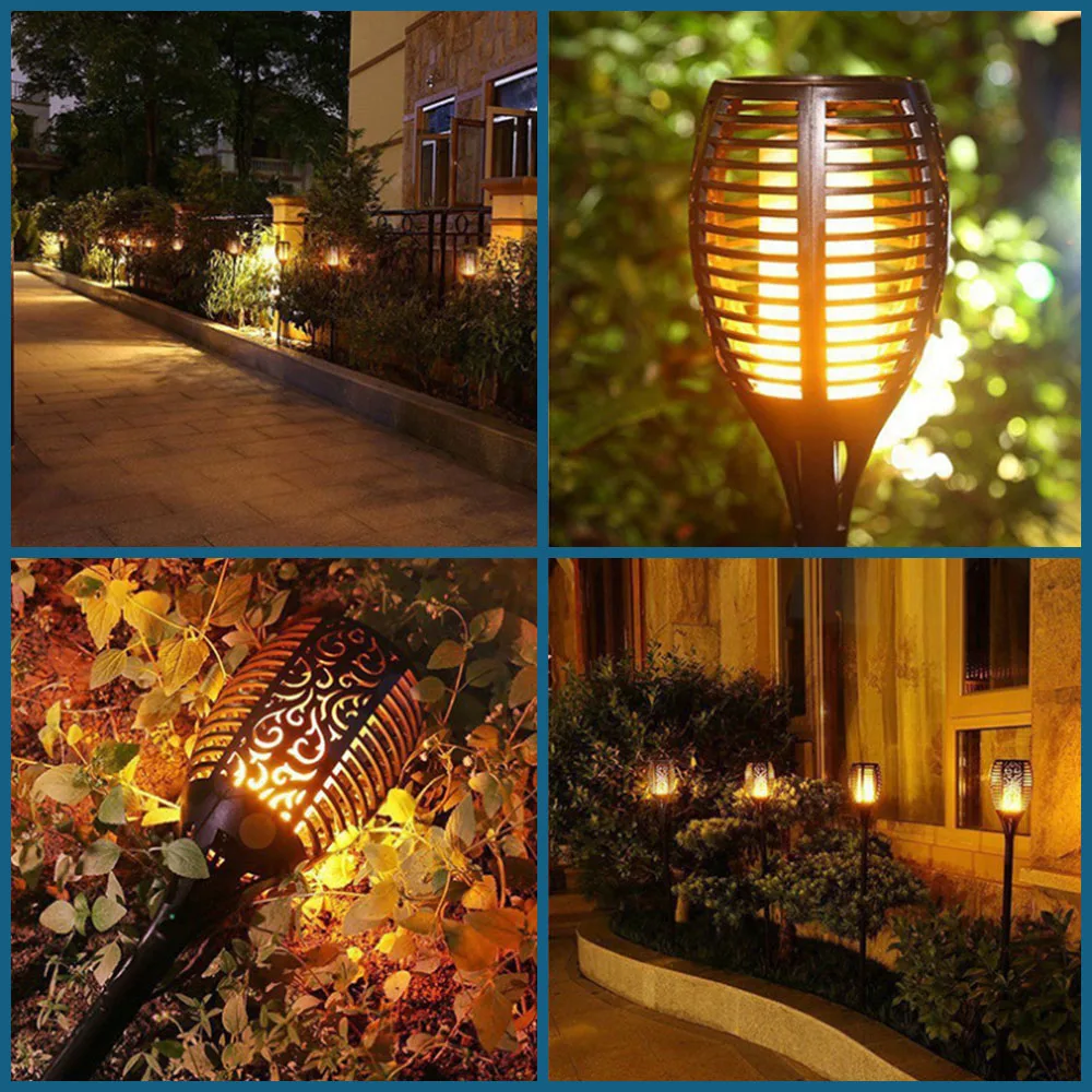 36LED Solar Flame Torch Lights Flickering Light Waterproof Garden Decoration Outdoor Lawn Path Yard Patio Floor Lamps