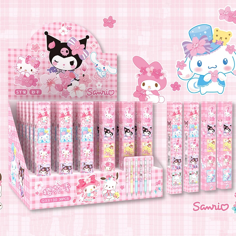 36pcs Sanrio Gel Pens Kawaii Hello Kitty Kuromi Melody Cinnamoroll Kids Writing Neutral Pen School Supplies Stationery Wholesale