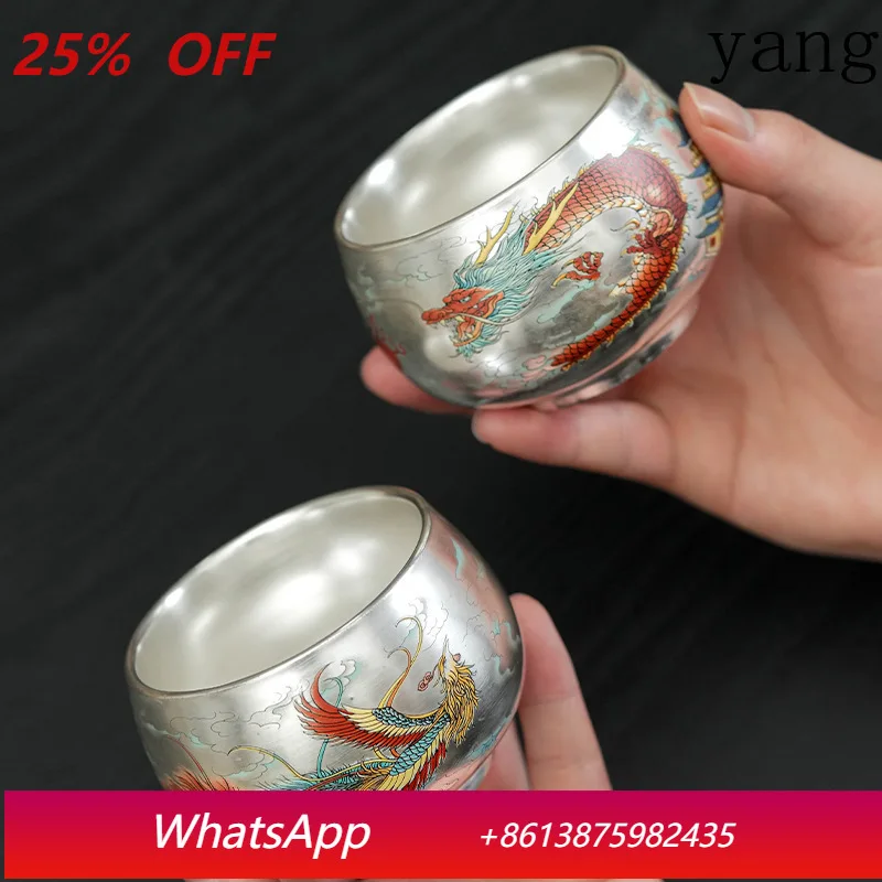 

Longfeng lver teacup, high-end master cup, tea cup, birthday gift for friends and girlfriends, wedding business souvenir